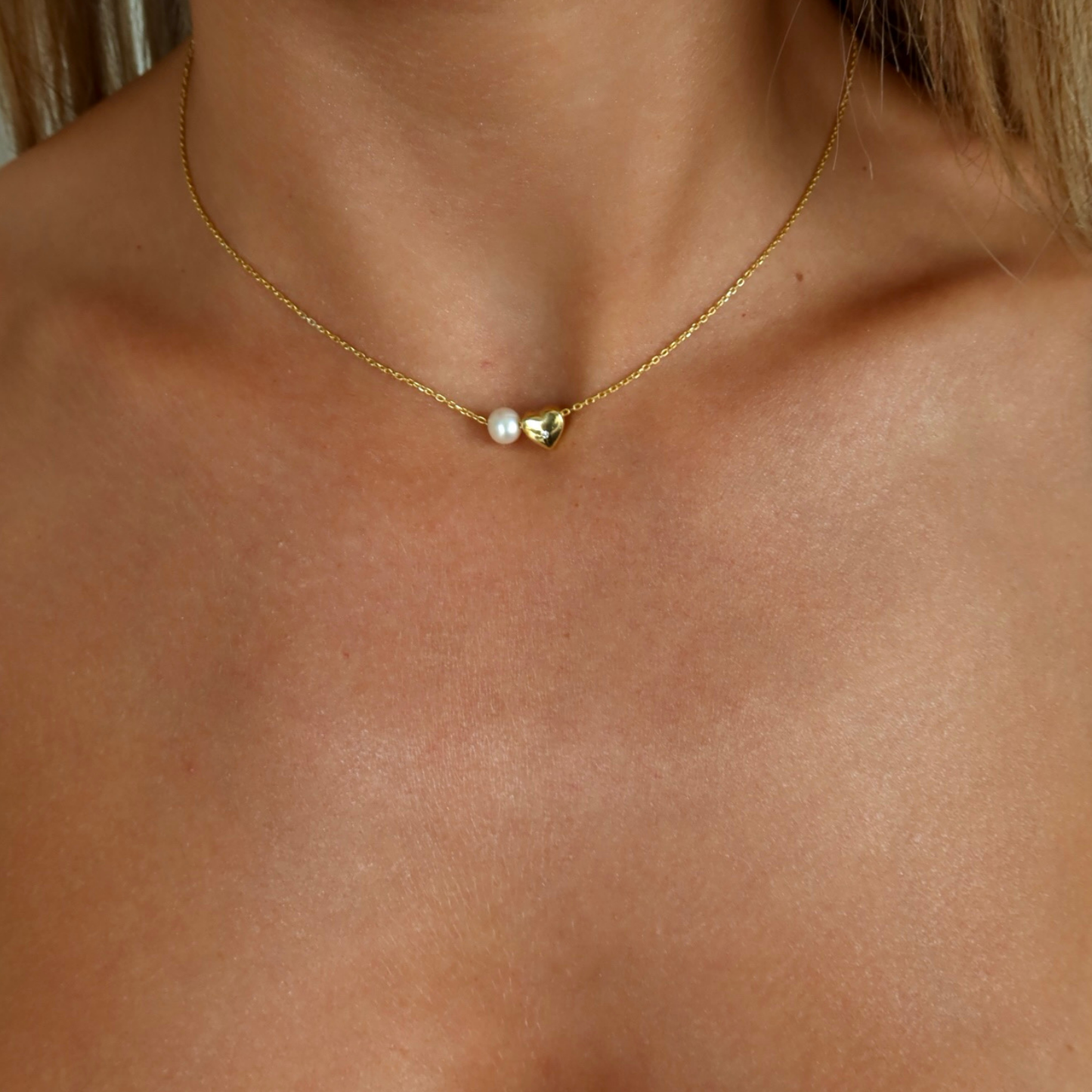 925 Gümüş | Minimal İncili Kalp Kolye