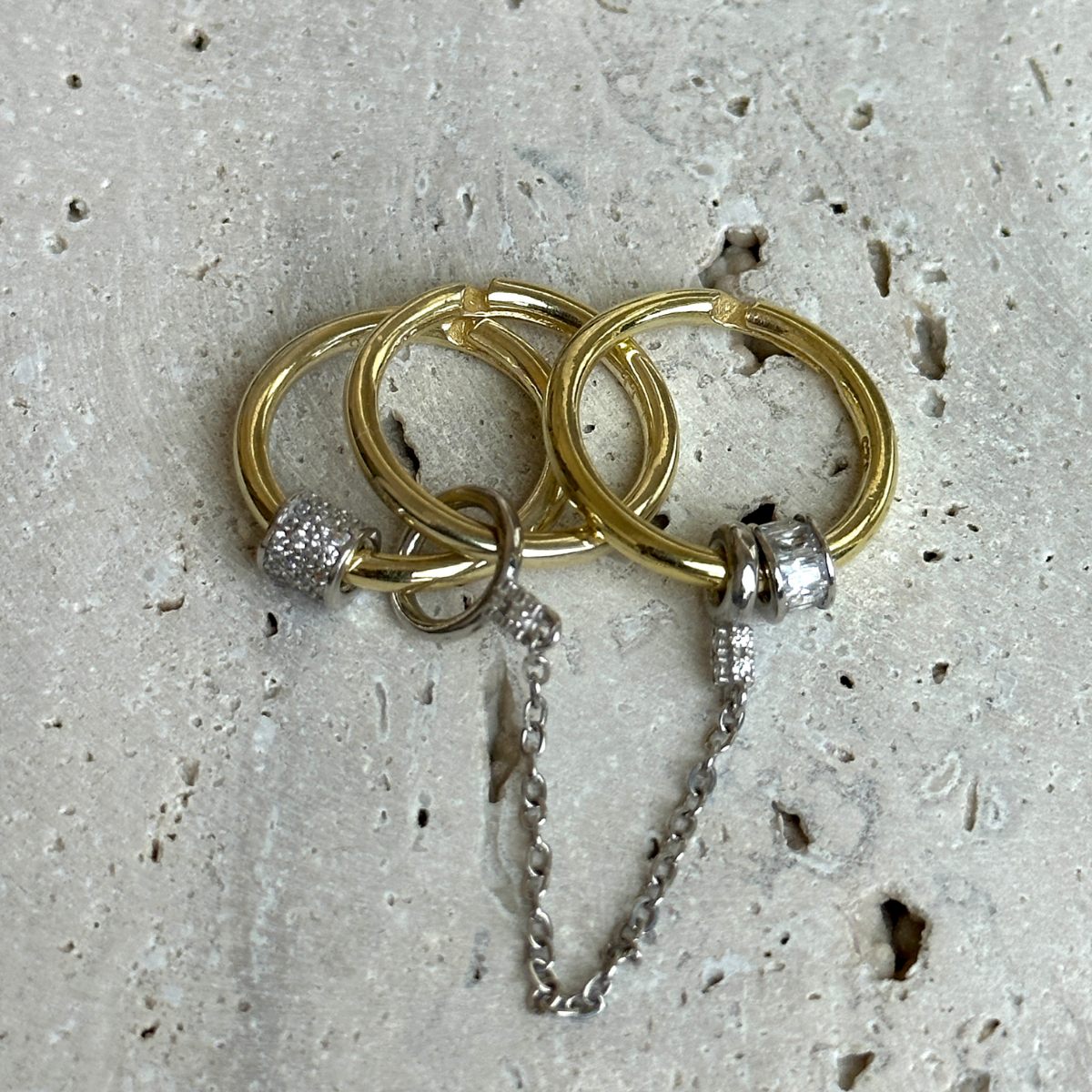 925 Gümüş | 3'lü Zincirli Orbit Yüzük