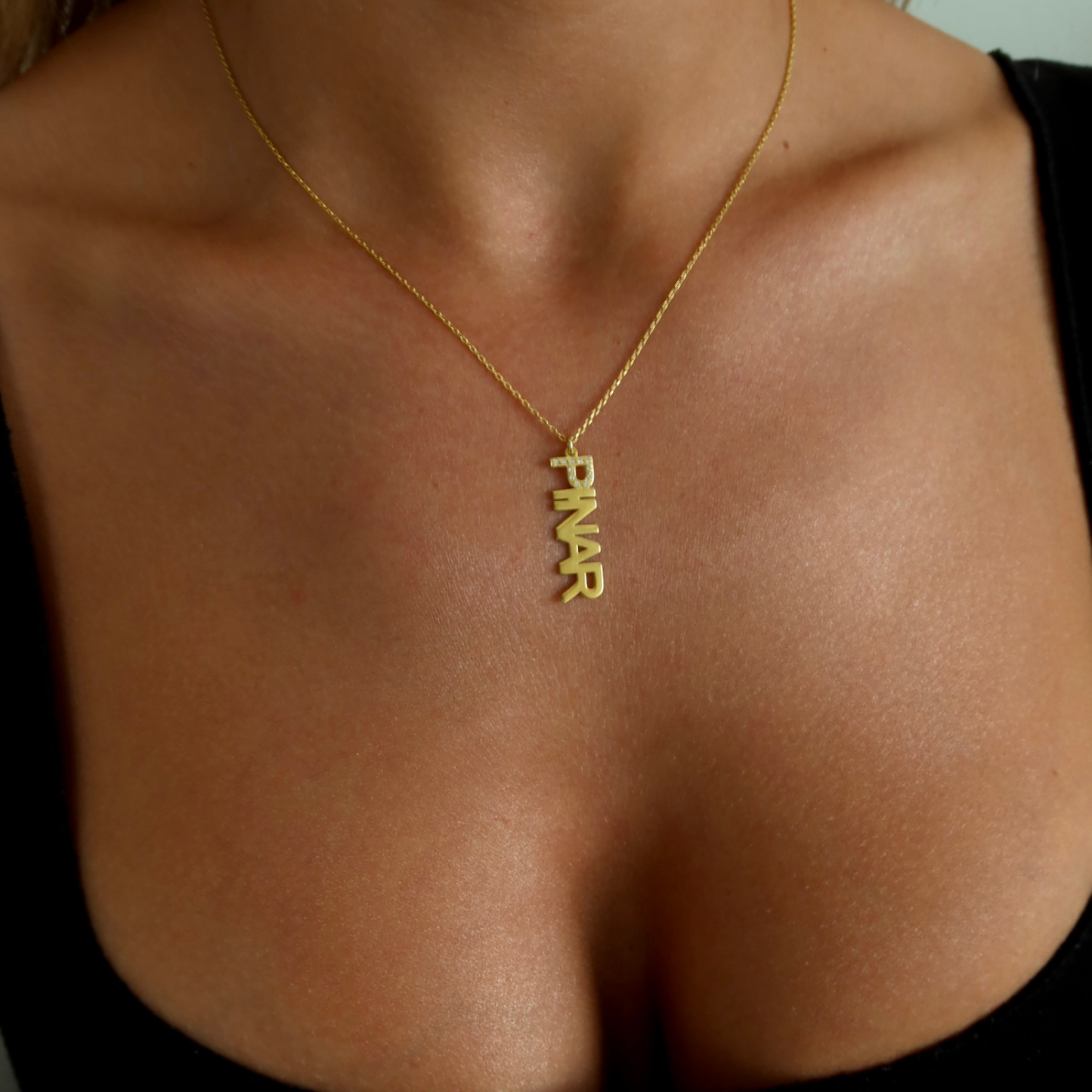 925 Gümüş | Dikey İsim Kolye