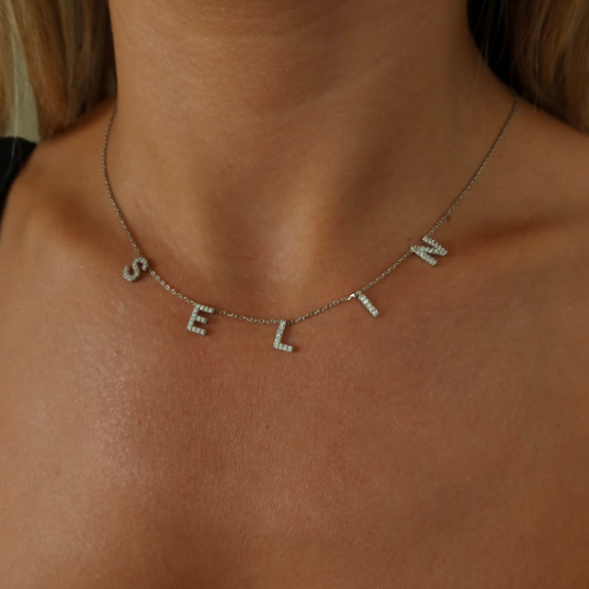 925 Gümüş | Taşlı İsim Zincir Kolye