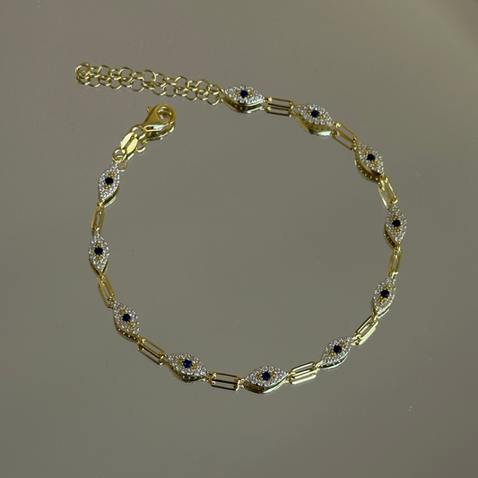 925 Gümüş | Taşlı Göz Figürlü Bileklik