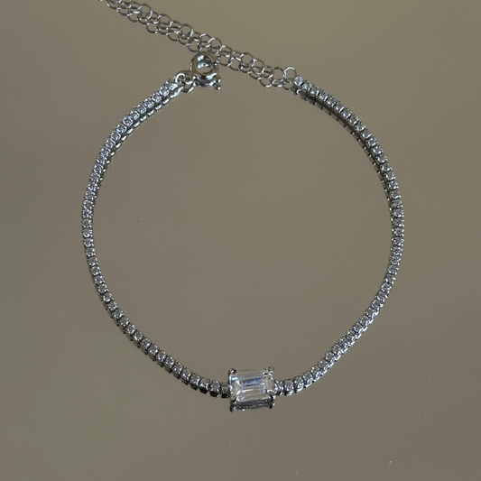 925 Gümüş | Baget Taşlı Su Yolu Bileklik