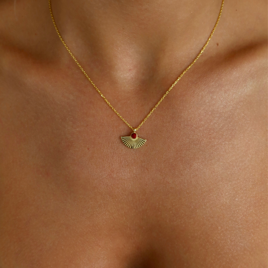 925 Gümüş | Renkli Taşlı Yelpaze Kolye