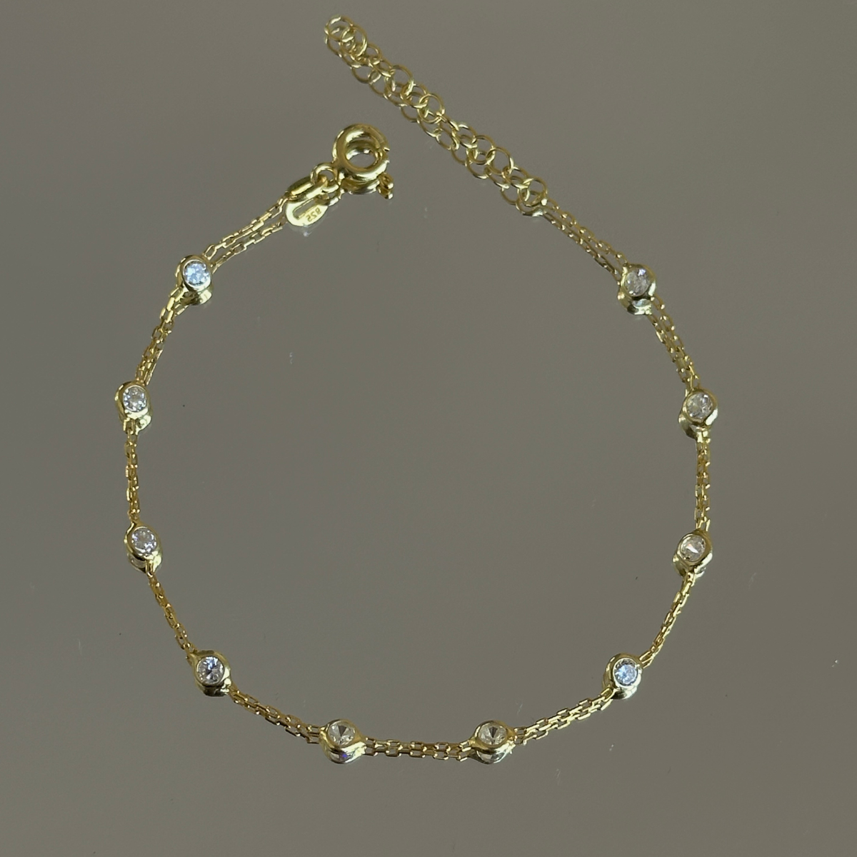 925 Gümüş | İnce Taşlı Zincir Bileklik