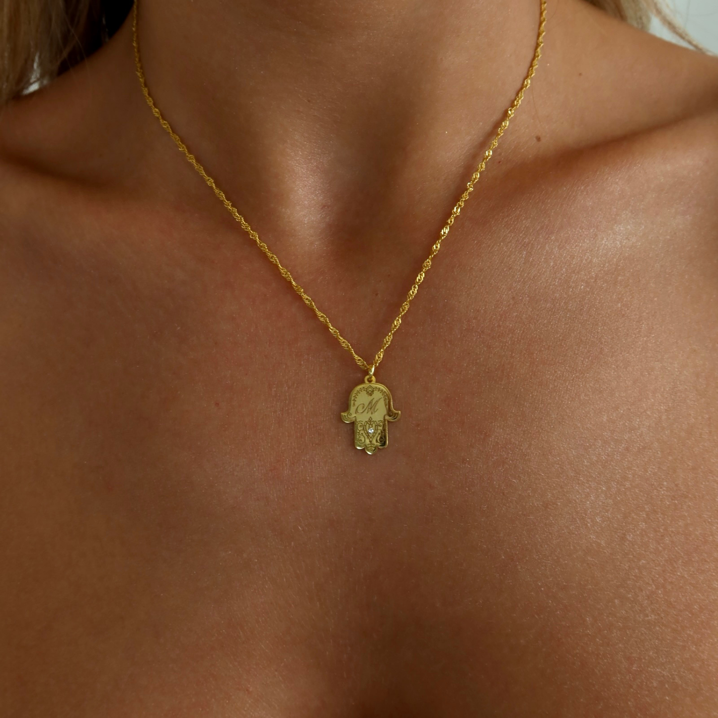 925 Gümüş | Harfli Fatma Ana Eli Kolye