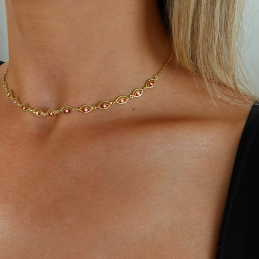 925 Gümüş | Kırmızı Göz Figürlü Choker