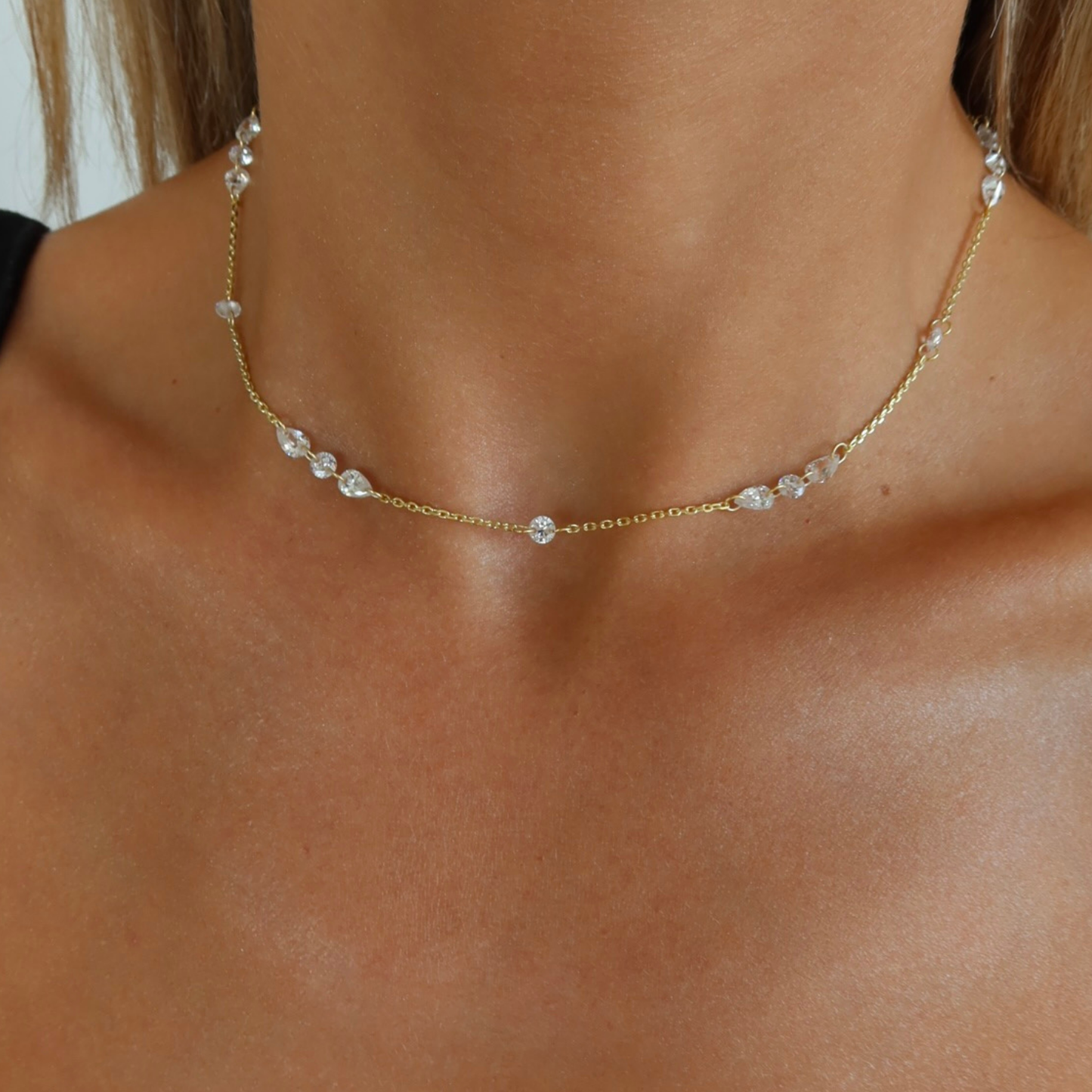 925 Gümüş | Taşlı Zincir Choker