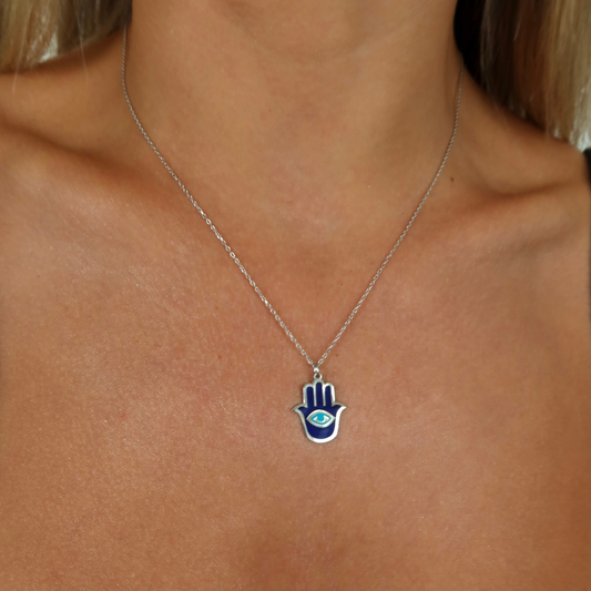 925 Gümüş | Renkli Fatma Ana Eli Kolye