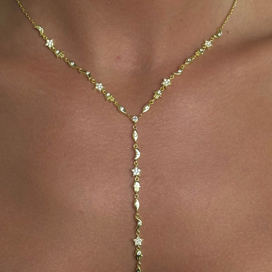 925 Gümüş | Karma Figürlü Mix Y Zincir Kolye