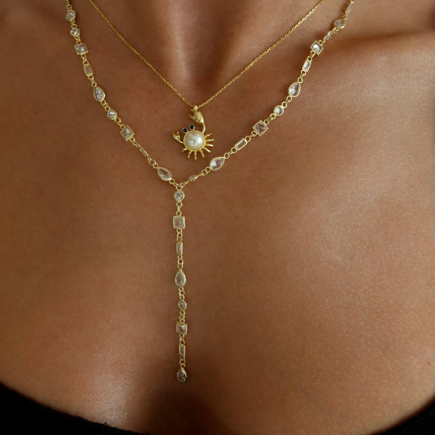 925 Gümüş | Karma Taşlı Y Zincir Kolye