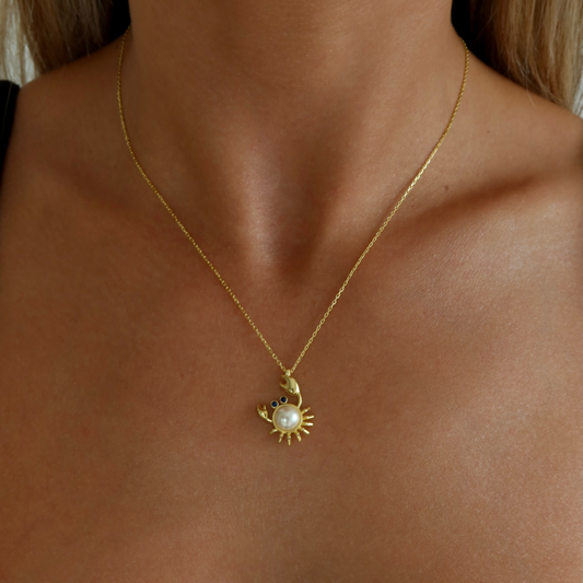 925 Gümüş | İncili Yengeç Kolye