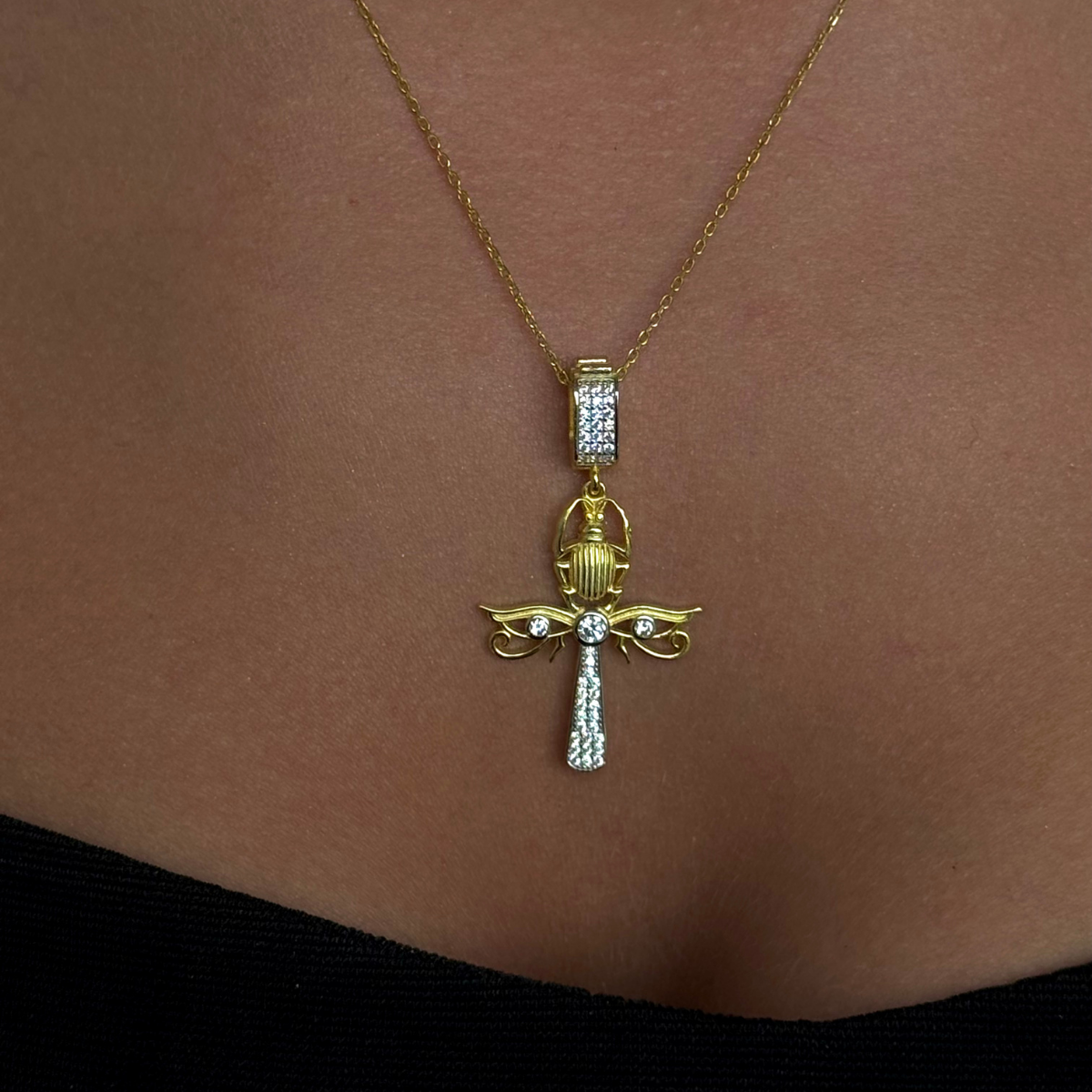 925 Gümüş | Scarab Ankh Kolye