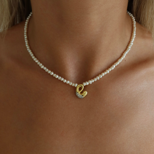 925 Gümüş | İncili Harf Kolye