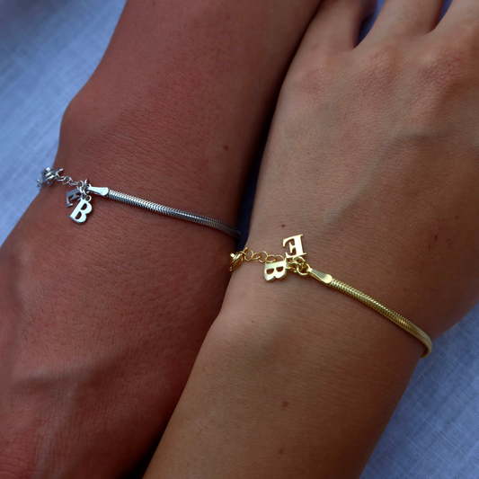 925 Gümüş | Harfli İtalyan Yassı Bileklik(Tekli)