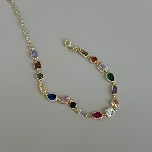 925 Gümüş | Renkli Karma Taşlı Bileklik