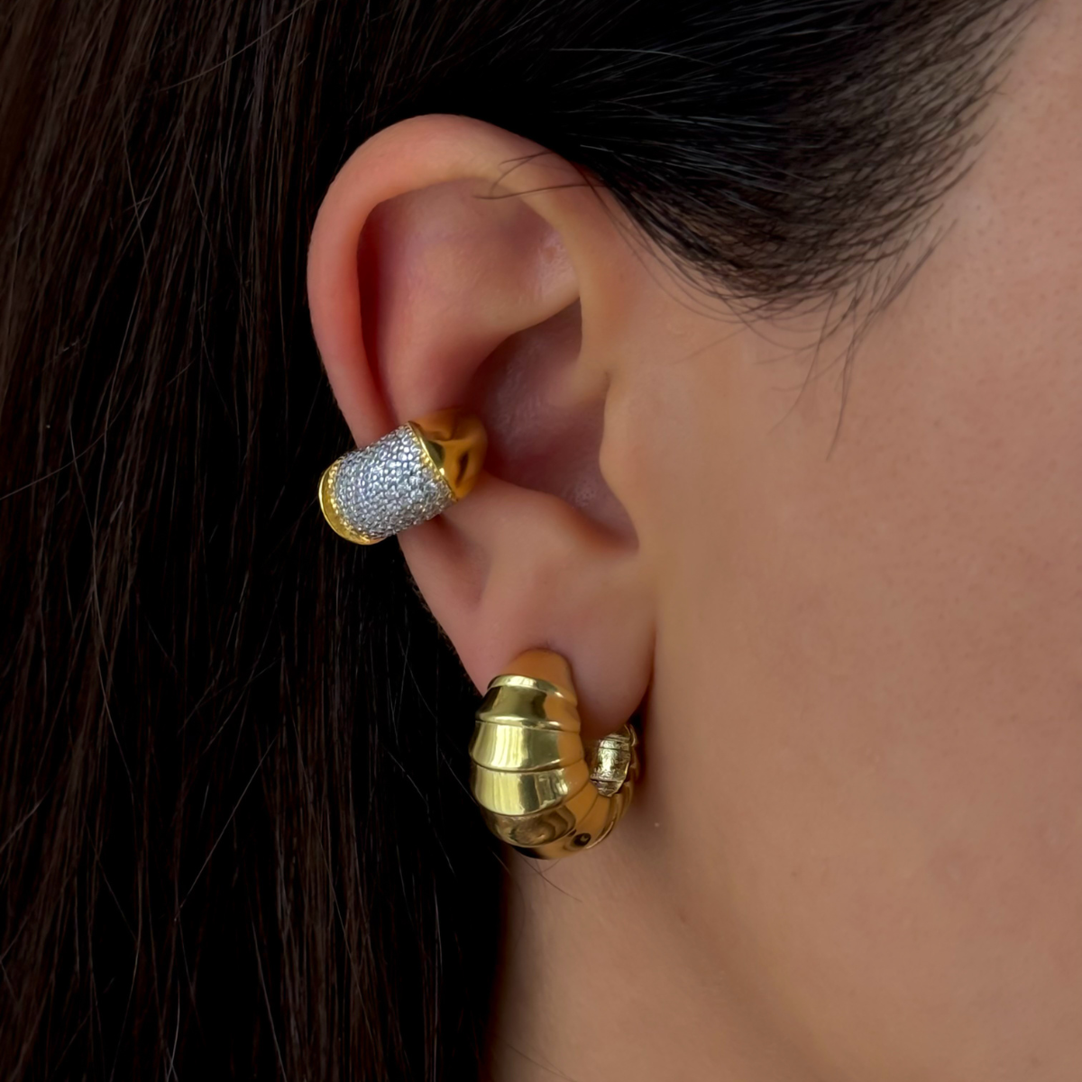 925 Gümüş | Ortası Taşlı Serenay Ear Cuff