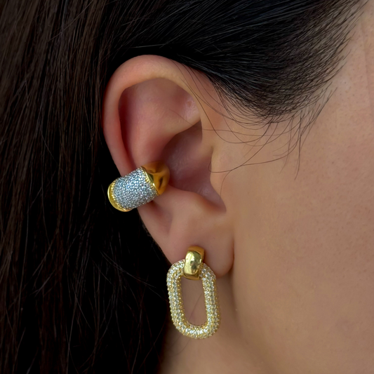 925 Gümüş | Taşlı Oval Küpe