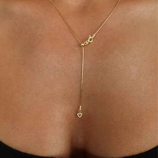 925 Gümüş | Ayarlanabilir Asansör Zincirli Kalp Kolye