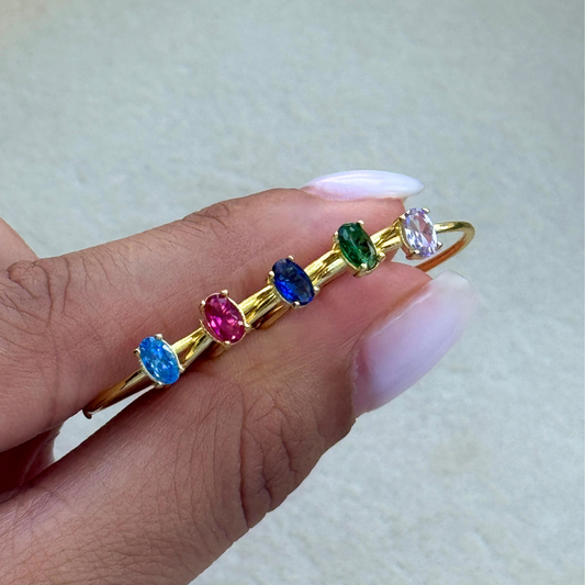 925 Gümüş | Renkli Taşlı Minimal Yüzük
