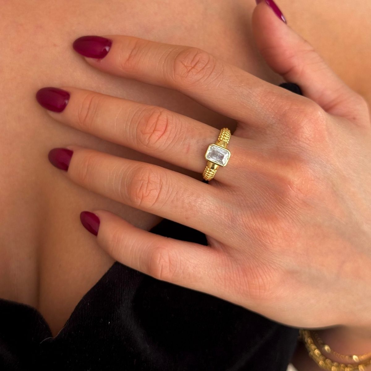 925 Gümüş | Baget Taşlı Yüzük