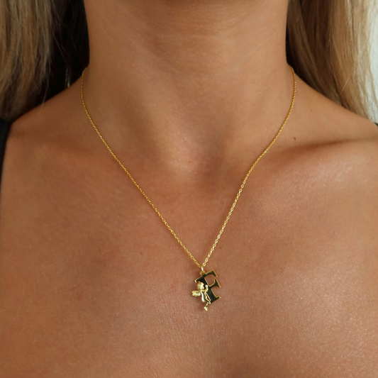 925 Gümüş | Melek Figürlü Harf Kolye