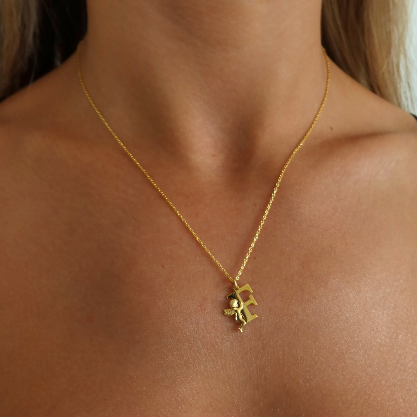 925 Gümüş | Melek Figürlü Harf Kolye