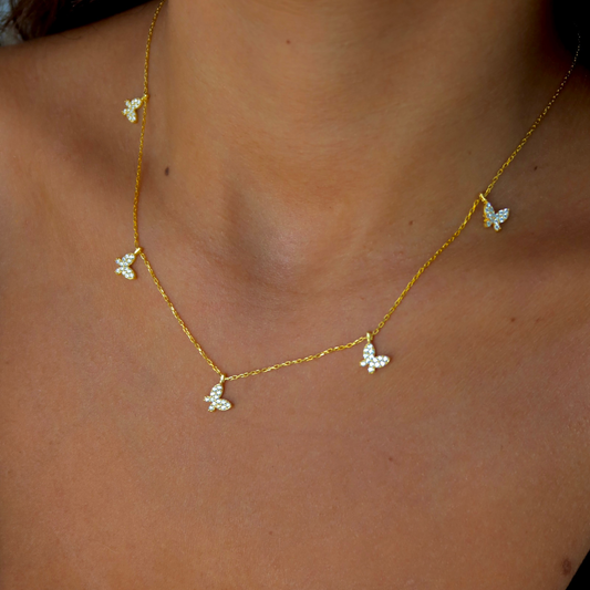 925 Gümüş | Taşlı Kelebek Charm Kolye