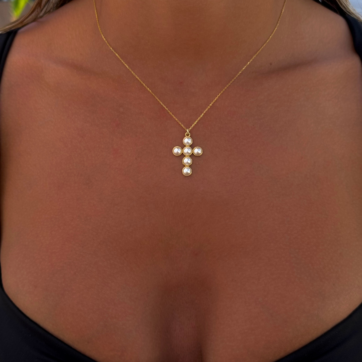 925 Gümüş | İncili Haç Kolye