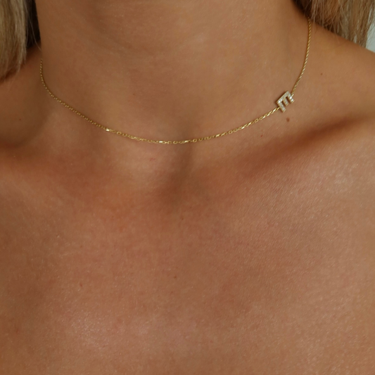 925 Gümüş | Taşlı Harf Köprücük Kolye