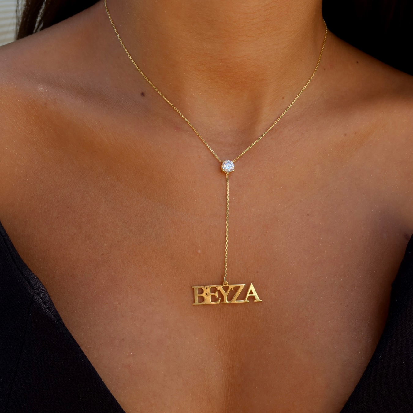 925 Gümüş | Tektaş Y Zincir İsim Kolye