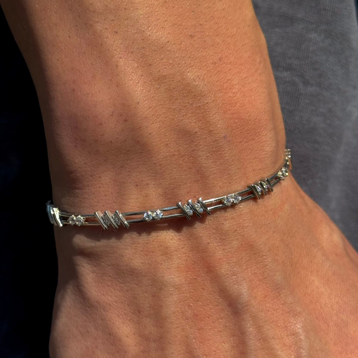 925 Gümüş | Taşlı Kelepçe Bileklik