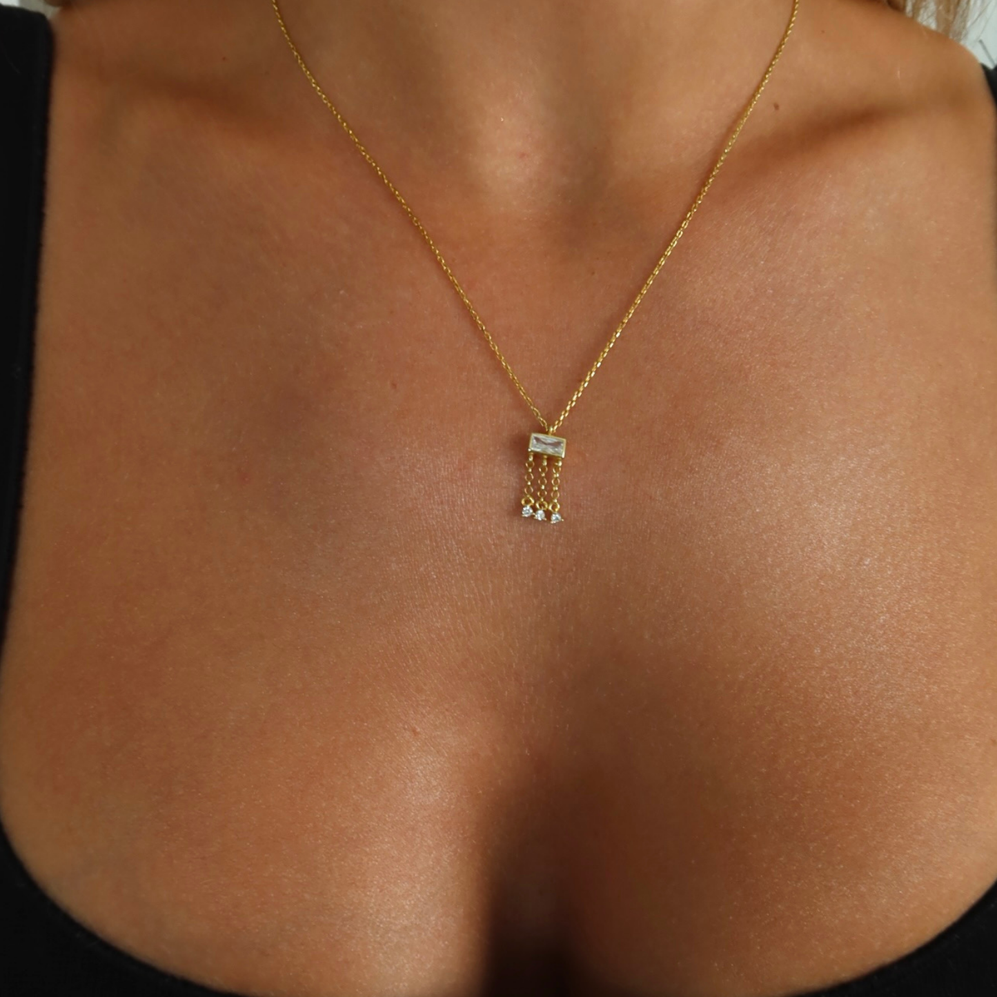 925 Gümüş | Üç Damla Baget Kolye