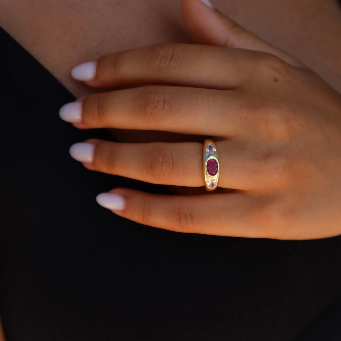 925 Gümüş | Bordo Zirkon Taşlı Yüzük