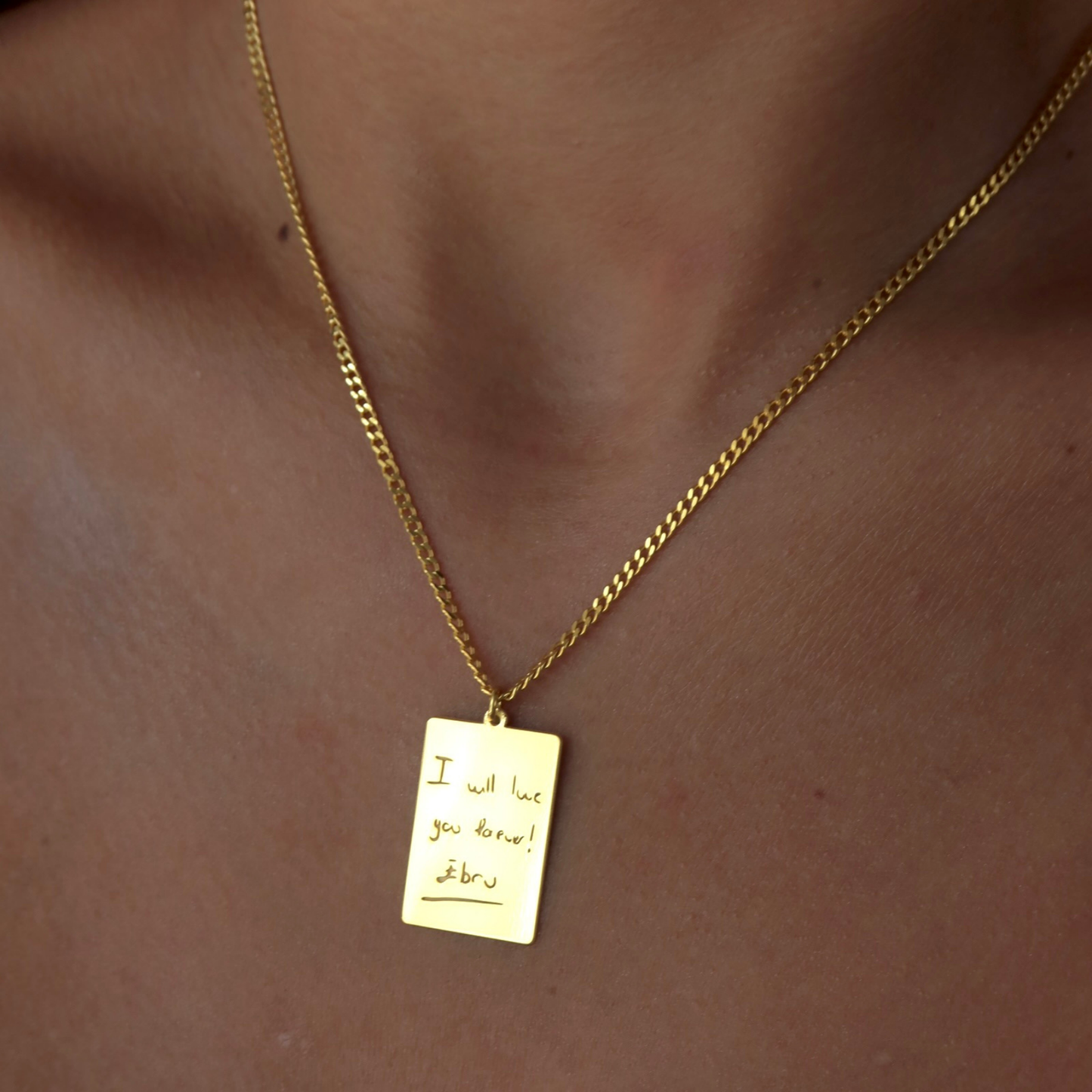 925 Gümüş | Kendi El Yazın ile İstediğini Yazdır-Çizdir Plaka Kolye