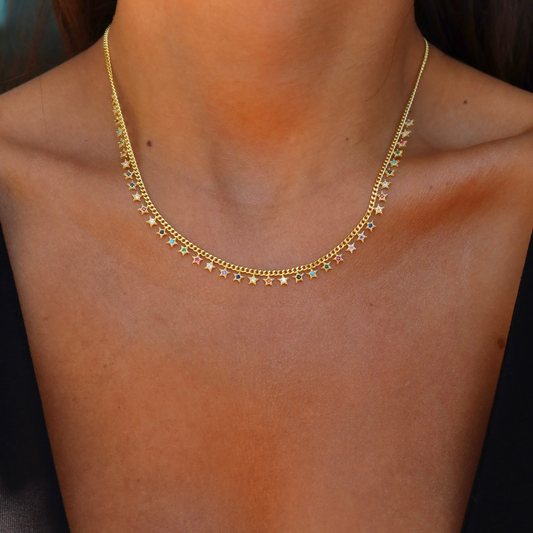 925 Gümüş | Gurmet Renkli Yıldız Kolye