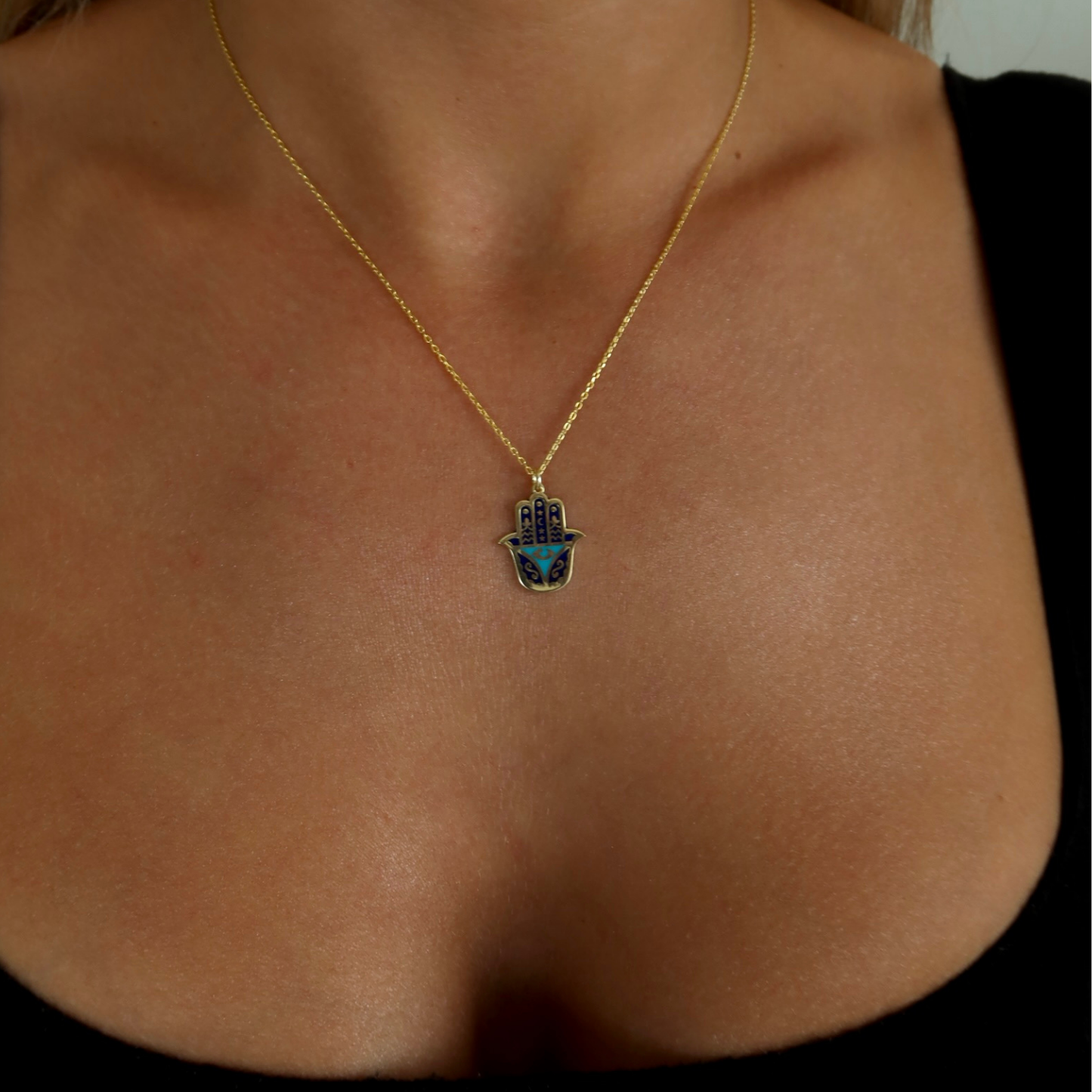 925 Gümüş | Renkli Fatma Ana Eli Kolye