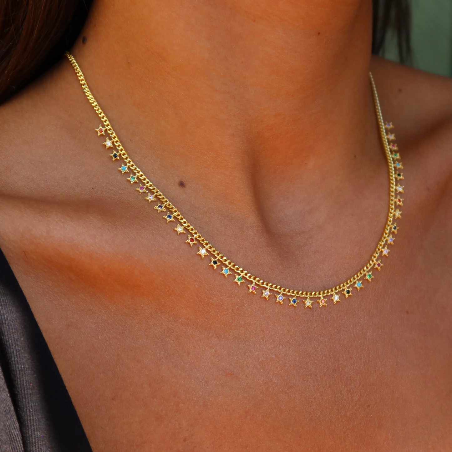 925 Gümüş | Gurmet Renkli Yıldız Kolye