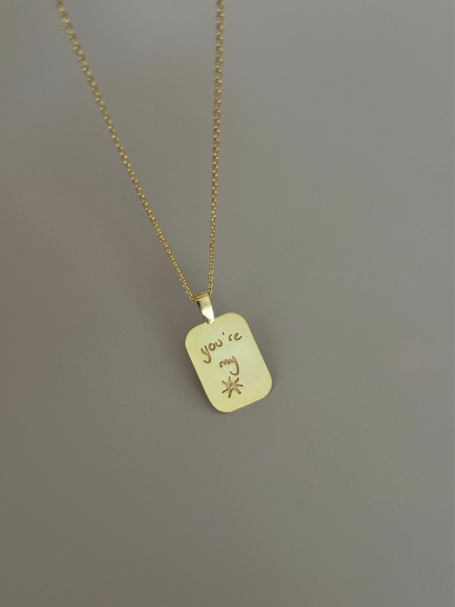 925 Gümüş | Kendi El Yazın ile İstediğini Yazdır-Çizdir Plaka Kolye