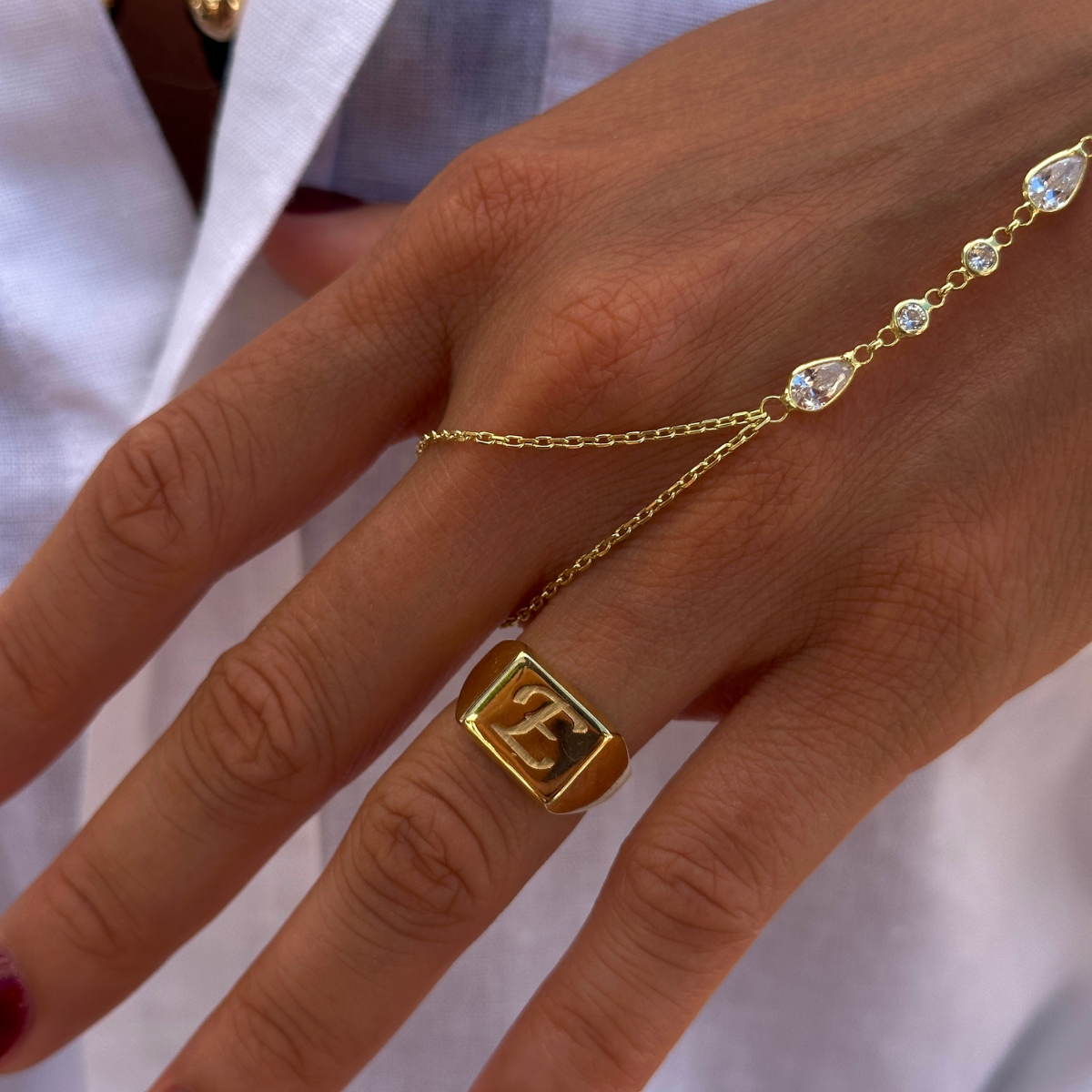 925 Gümüş | Dikdörtgen Harf Yüzük