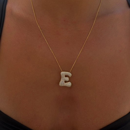 925 Gümüş | Taşlı Bombeli Harf Kolye