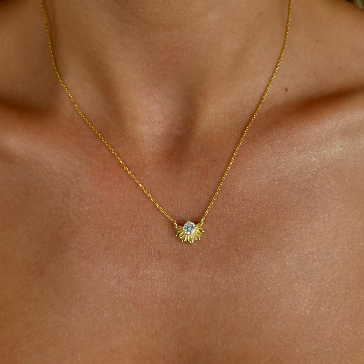 925 Gümüş | Taşlı Yelpaze Kolye