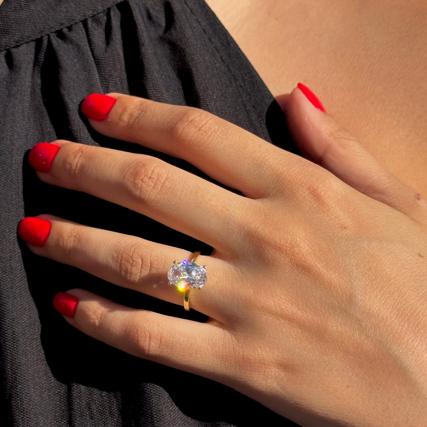 925 Gümüş | Oval Tektaş Yüzük