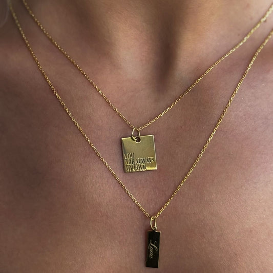 925 Gümüş | İstediğini Yazdır Kare Plaka Kolye