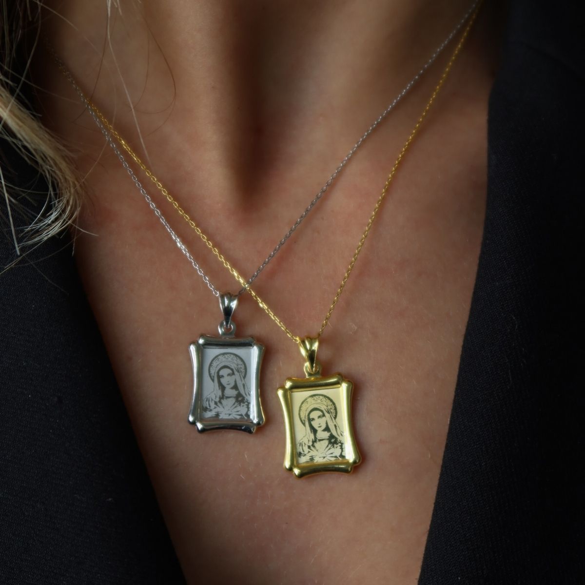 925 Gümüş | Meryem Ana Madalyon Kolye