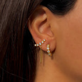 925 Gümüş | Zincirli 5 Taşlı Küpe