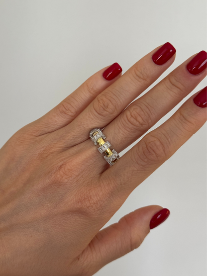 925 Gümüş | Sıralı Baget Işıltısı Yüzük