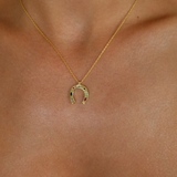 925 Gümüş | Renkli Taşlı At Nalı Şans Kolye