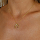 925 Gümüş | Renkli Taşlı At Nalı Şans Kolye