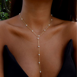 925 Gümüş | İncili Y Zincir Kolye