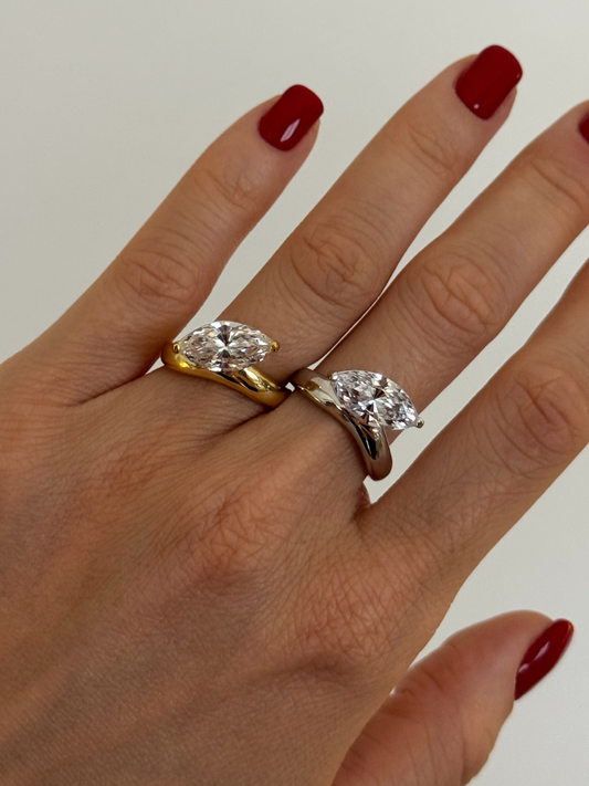 925 Gümüş | Markiz Tek Taş Yüzük